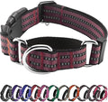 Hikiko Martingale Dog Collars Reflective Nylon Dog Collar with Quick Release Buckle Adjustable Training No Slip Dog Collar (Large, Burgundy)