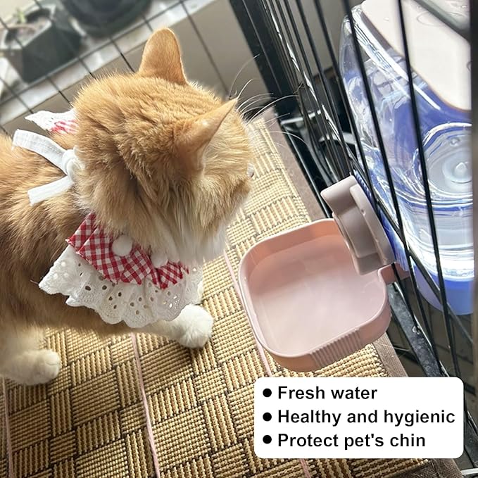 35oz Rabbit Water Bottle, Pet Hanging Automatic Water Dispenser for Small Animal Ferret Guinea Pig Chinchilla Dog Cat (Cage Grid Spacing 1.1''-2.1'') (Yellow)