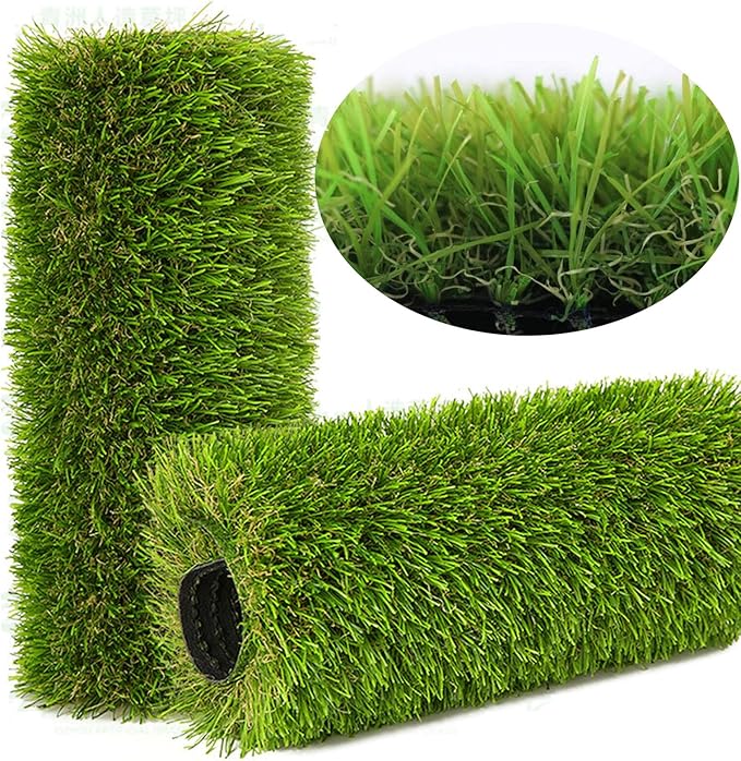 Artificial Grass Rug Outdoor Indoor 9FTX14FT Fake Grass Carpet Green Synthetic Grass Pet Turf Realistic Faux Grass Rug with Drain Holes for Garden Lawn Landscape Balcony Home Decor Patio