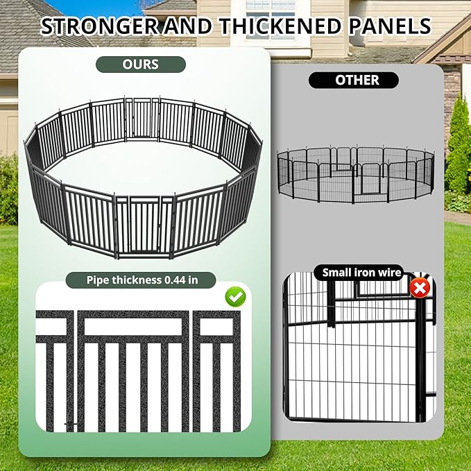 Dog Fence Outdoor for Yard Indoor Dog Playpen 40" Height 40 Panels Portable Dog Pen Metal Dog Kennel for RV Camping(Black-Silver)
