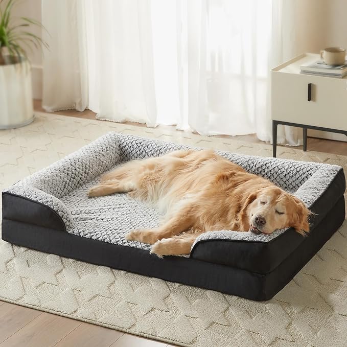 Orthopedic Dog Bed for Extra Large Dogs, Egg Crate Foam Bed for Extra Large Dogs, Equipped with Removable Waterproof Pillow Cover and Anti-Slip Bottom, Pet Bed