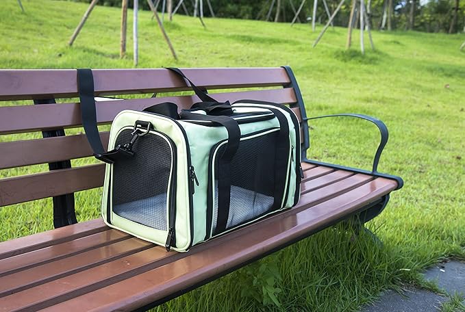 Soft Sided Carrier for Small Medium Cats Dogs,TSA Airline Approved Collapsible Travel Pet Carrier Medium Green