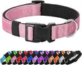 Reflective Dog Collar Padded with Soft Neoprene Breathable Quick Release Basic Dog Collars for Puppy Extra Small Dogs Pink Girl