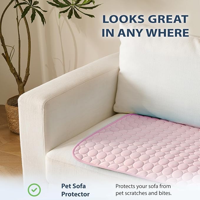 MICROCOSMOS Summer Cooling Mat & Sleeping Pad- Water Absorption Top, Materials Safe, Easy Carry, EZ Clean. Keep Cooling for Pets, Kids and Adults.(Pink, 48" x24")