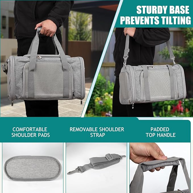 Top tasta Dog Cat Carrier Pet Carriers for Small Medium Large Cats Dogs Carrier Soft Sided Small Puppy Dog Carrier Portable Foldable Airline Approved Dog Cat Travel Carrier Grey Large
