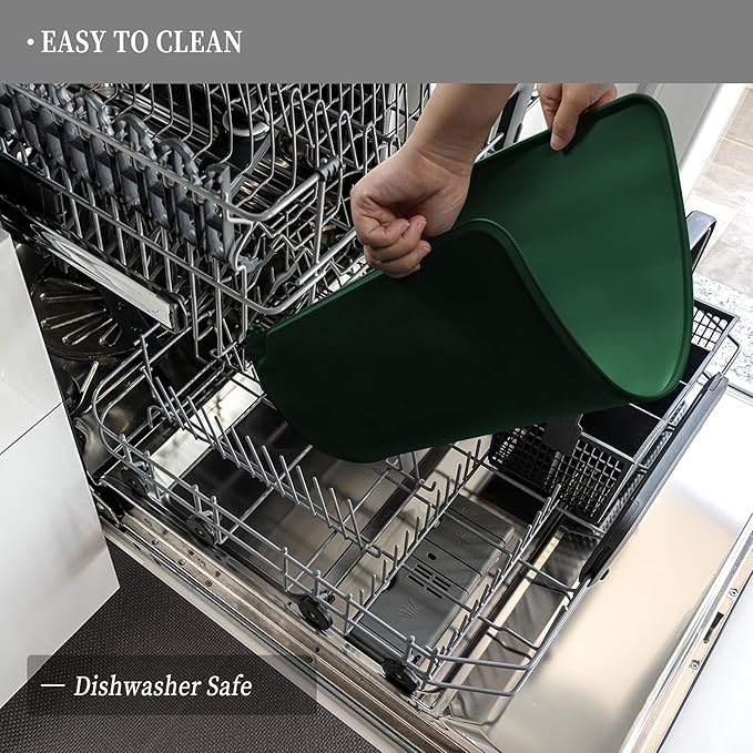 Waterproof Pet Feeding Mat with High Raised Edges, Heavier and Thicker Placemats for Cat Dog Water Bowl with BPA Free, Dogs Cats Food Mats for Messy Drinkers to Prevent Spill and Protect Floors