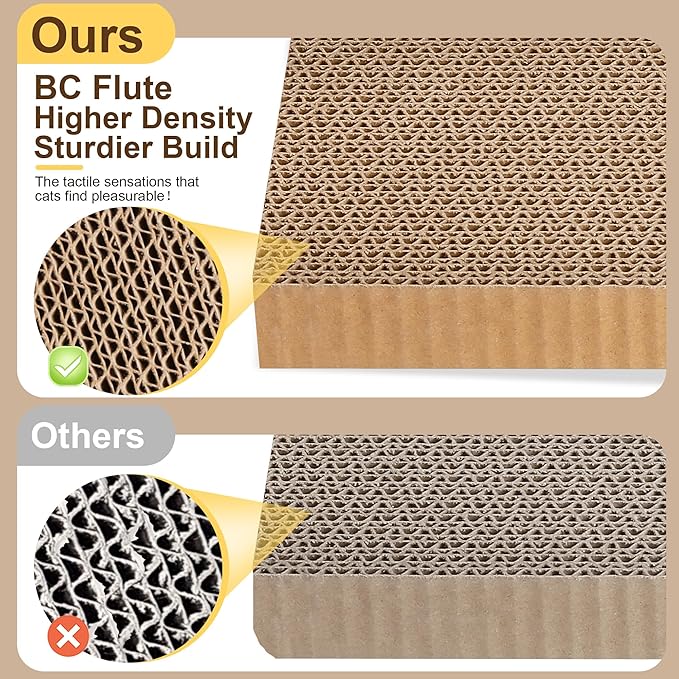 Cat Scratching Board 3 Pack – Reversible Cardboard Scratcher for Indoor Cats, Wide Boxed Scratch Pads with Bell Ball, Durable Corrugated scratchers as Furniture Protector