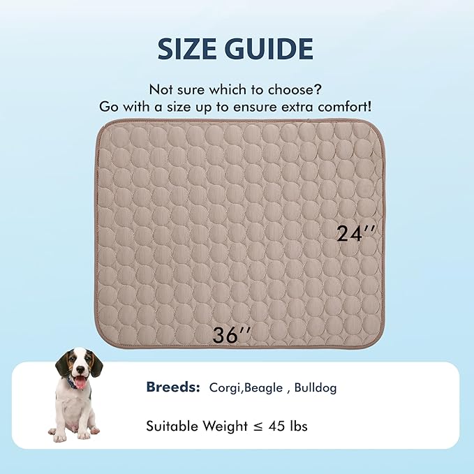 MICROCOSMOS Summer Cooling Mat & Sleeping Pad- Water Absorption Top, Materials Safe, Easy Carry, EZ Clean. Keep Cooling for Pets, Kids and Adults.(Brown, 36" x24")