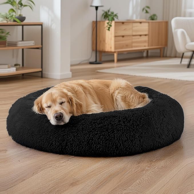 Dog Beds Large Sized Dog and Cats, 32in Pet Beds for Large Pet, Washable Indestructible Extra Large Dog Bed (Black)