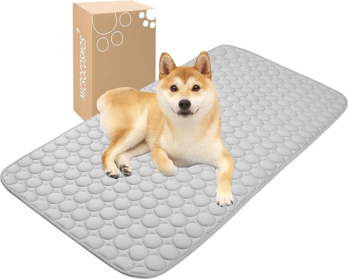 MICROCOSMOS Summer Cooling Mat & Sleeping Pad- Water Absorption Top, Materials Safe, Easy Carry, EZ Clean. Keep Cooling for Pets, Kids and Adults.(Grey, 48" x24")