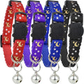 Cat Collar Stars and Moon, 4-Pack, Reflective with Bell, Solid & Safe Collars for Cats, Nylon, Kitty Collars, Pet Collar, Breakaway Cat Collar
