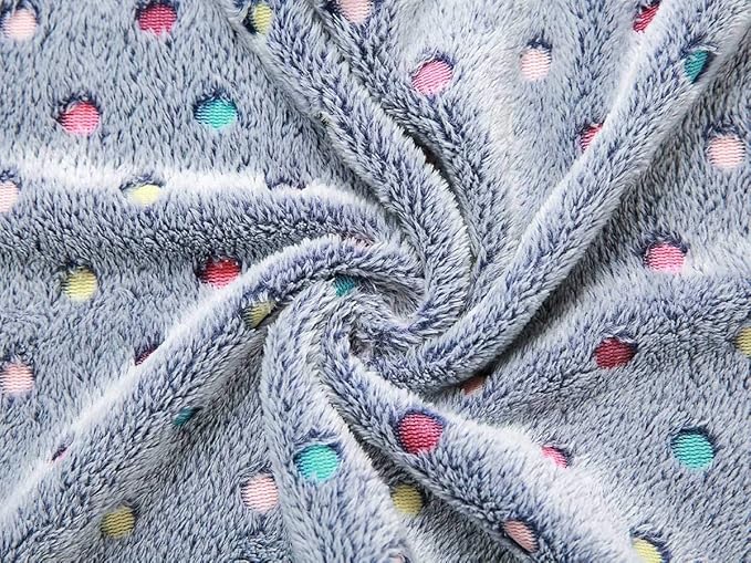 1 Pack 3 Blankets Super Soft Cute Dot Pattern Pet Blanket Flannel Throw for Dog Puppy Cat Blue/Purple/Grey Large