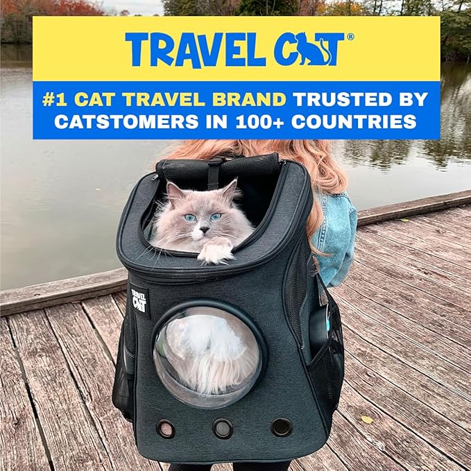 Fat Cat Backpack Carrier - Airline Approved Cat Carrier with Space Capsule Bubble for for Small Cats, Kitten - Premium Charcoal Cat Carrier Backpack for Outdoor, Travel, Hiking, Pet Supplies