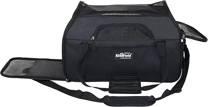 EliteField Soft Sided Pet Carrier (3 Year Warranty, Airline Approved), Multiple Sizes and Colors Available (Large: 19" L x 10" W x 13" H, Black)