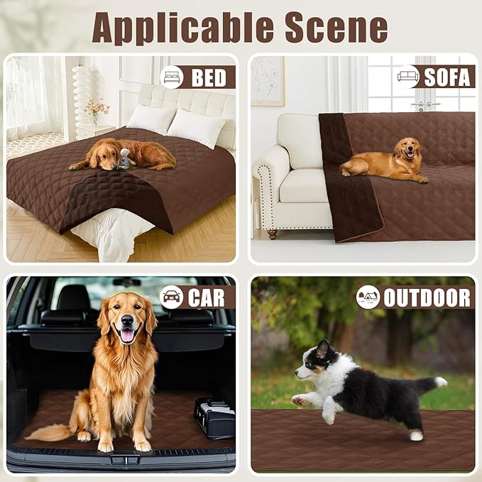 Smiry Waterproof Dog Bed Cover Blanket 68x82, Soft Reversible Pet Blanket, Washable Leakproof Cats Dogs Couch Cover for Sofa, Couch, Furniture, Brown/Chocolate
