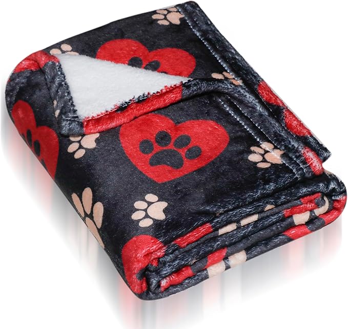 Premium Soft Dog Blanket Washable,43"x30" Cat Blanket for Indoor Cats Large Medium Small Dog Gifts Puppy Essentials (Red/Black)