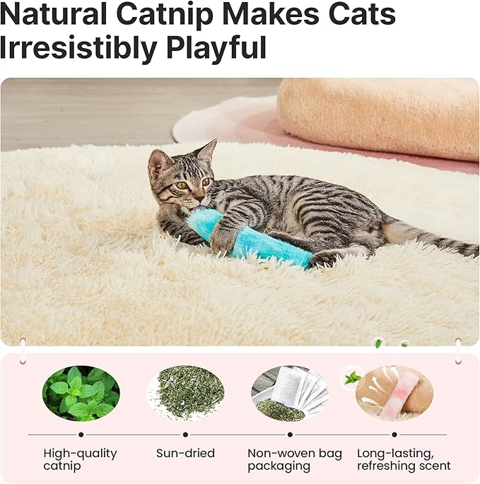 Potaroma Cat Toys Pillows, 3 Pcs, Soft and Durable Cat Crinkle Sound with Catnip Inside, Interactive Indoor Kitten Kicker, Promotes Kitty Exercise