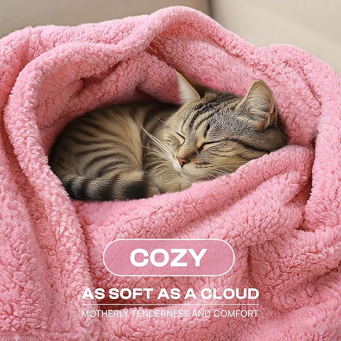 Luciphia Waterproof Pet Blanket for Medium Large Dogs Soft Cat Sherpa Calming Thick Cover Leakproof Cozy Puppy Sofa Bed Car Couch Protector(Pink,41x31 inches)