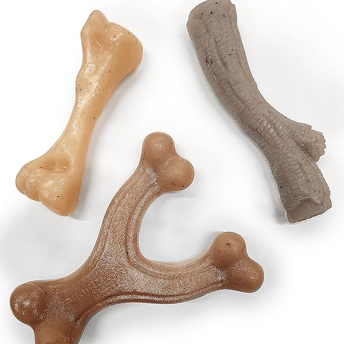 Nylabone Gourmet Style Strong Chew Toy Bundle, Toys for Dogs, Bacon & Peanut Butter Flavor, Small - Up to 25 lbs, 3 Pack