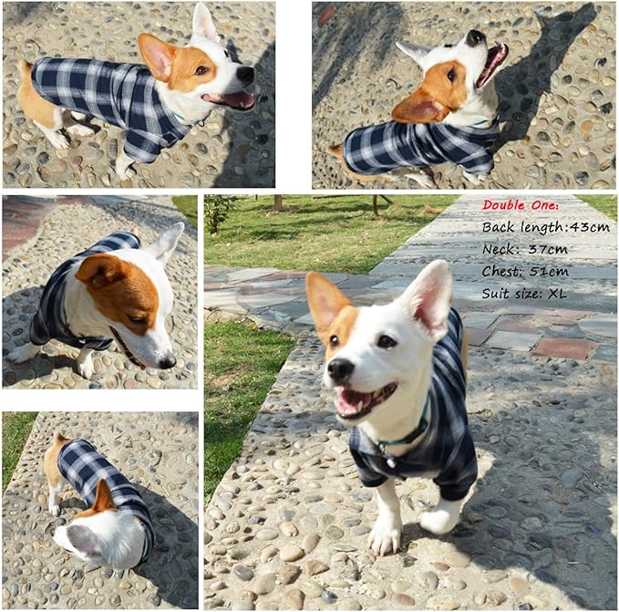 Koneseve Dog Shirt, Pet Plaid Clothes Shirt T-Shirt, Sweater Bottoming Shirt for Small Dog Cat Puppy Grid Adorable Wearing Stylish Cozy Halloween,Christmas Costumes (Blue;3XL)
