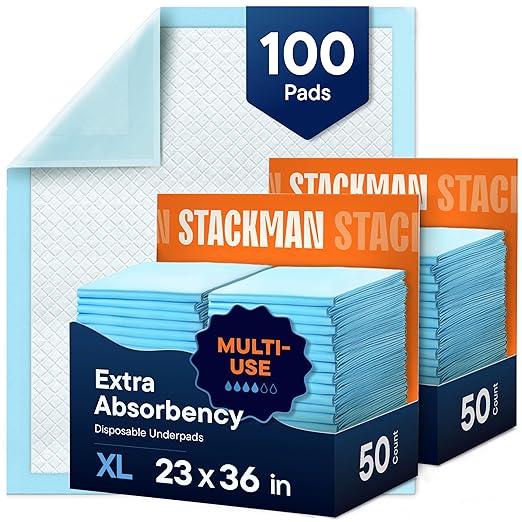 Chucks Pads Disposable [100-Pack] Adult Incontinence Underpads 23"x36" Large Super Absorbent Protective Bed Pads, Leak-Proof Pads – Pee Pads for Kids, Adults and Pets – Dog & Puppy Training Pads