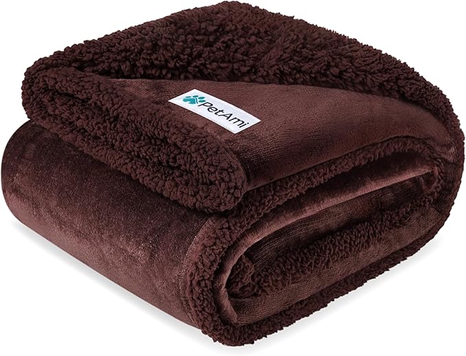 PetAmi Waterproof Dog Blanket for Small Medium Dog Puppy Cat Throw for Couch Cover Leakproof Protection, Sherpa Fleece, Reversible Soft Washable 29x40 Brown Brown
