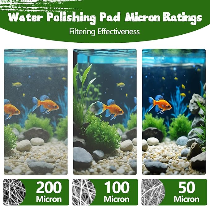 Aquarium Polishing Filter Pad-Ultra Fine 200 Micron Filter Floss for Crystal Clear Water,Cut-to-Size Filter Media for Fish Tank,Safe for Fish/Reef/Turtles (24" x 36", 1 Pack)