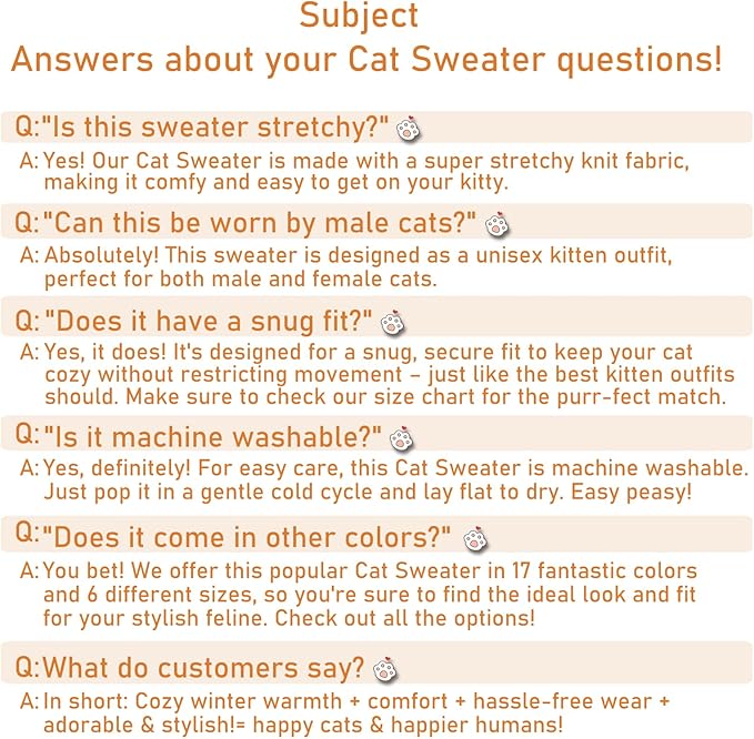 Stretchy Cat Sweater - 17 Colors & 6 Sizes | Snug Winter-Ready Knit for Boy/Girl Cats & Kittens(Khaki, Large)