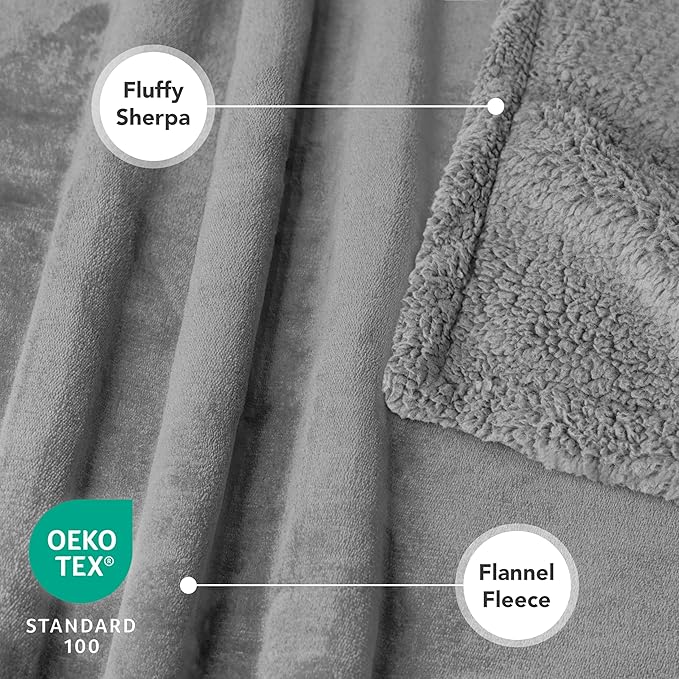 PetAmi Waterproof Dog Blanket for Medium Large Dog Puppy Cat Throw for Couch Cover Leakproof Protection, Sherpa Fleece, Reversible Soft Washable 60x40 Light Gray