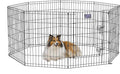 MidWest Homes for Pets Folding Metal Dog Exercise Pen, Indoor/Outdoor Playpen with Secure Door, Provides 16 Sq Feet of Play Space, 30-Inches Tall, Black E-Coated