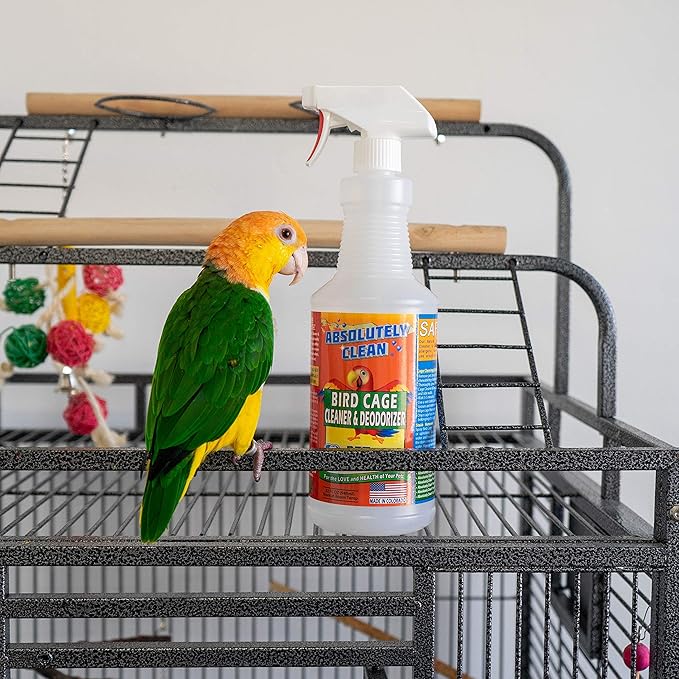 Absolutely Clean Amazing Bird Cage Cleaner and Deodorizer - Just Spray/Wipe - Safely & Easily Removes Bird Messes Quickly and Easily - Made in The US - Fragrance Free (32oz Pack of 1)