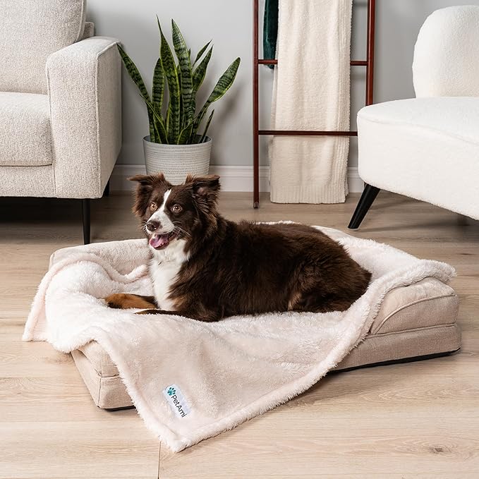 PetAmi Dog Blanket for Small Medium Dogs Beige, Fluffy Soft Puppy Blanket, Sherpa Fleece Cat Blanket for Kitten Doggie, Calming Pet Blanket Throw for Couch Sofa Bed Washable, Medium 29x40