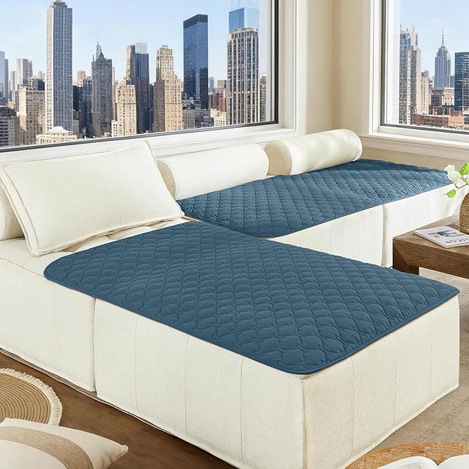 gogobunny 100% Double-Sided Waterproof Dog Bed Cover Pet Blanket Sofa Couch Furniture Protector for Puppy Large Dog Cat, Reversible (40x50 Inch (Pack of 1), Dark Blue/Light Blue)