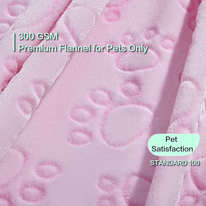 Pink Cat Blanket for Kitten Beds, Flannel Pink Stuff Cute Paw Print, 24 * 32 inches Dog Girls Blanket, Puppy Ragdoll Kitten Necessities