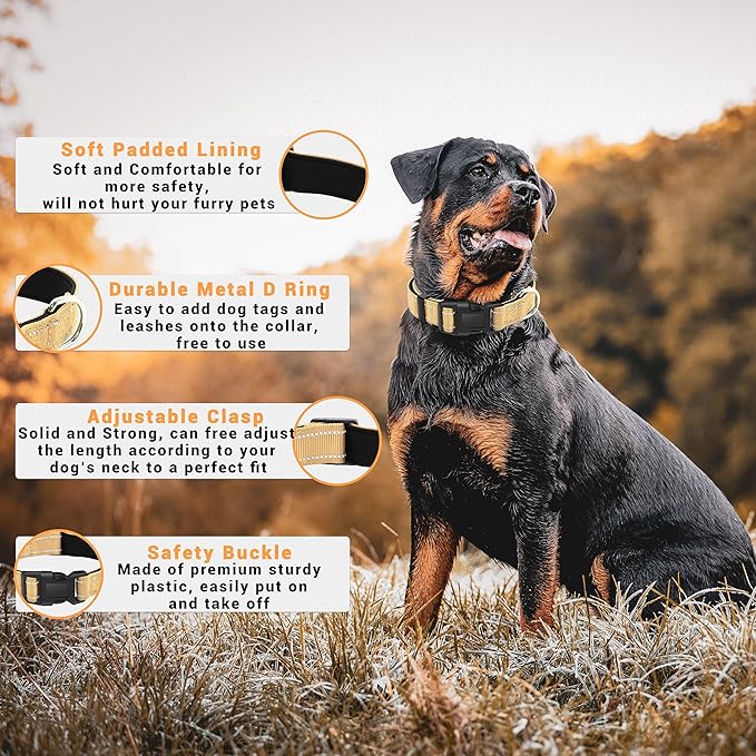 2 Pack Reflective Dog Collar with Safety Locking Buckle, Adjustable Soft Breathable Comfortable Nylon Pet Collar for Small, Medium and Large Dogs, Brown, XS