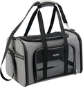 Soundy Large Cat Carrier Dog Carrier Under 25 Lbs,Collapsible Ventilated Portable Pet Bag with Soft Sided Breathable Mesh for Long Car Trips Maxi Load 2 Kittens or Small, Medium Dog (Large Grey)