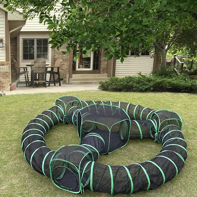 Outdoor Cat Enclosures, 10 in 1 Cat Tent with Tunnels for Outside, Large Space Catio Outdoor Pet Enclosure for Indoor Kitty, Enclosed Pet Playpen