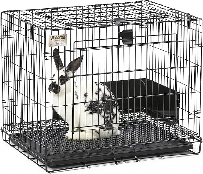 MidWest Homes for Pets Small Wabbitat Rabbit Cage, Grid Mesh Floor, Removable Tray, Top & Front Door Access, Rust Resistant Finish, No Tools Required