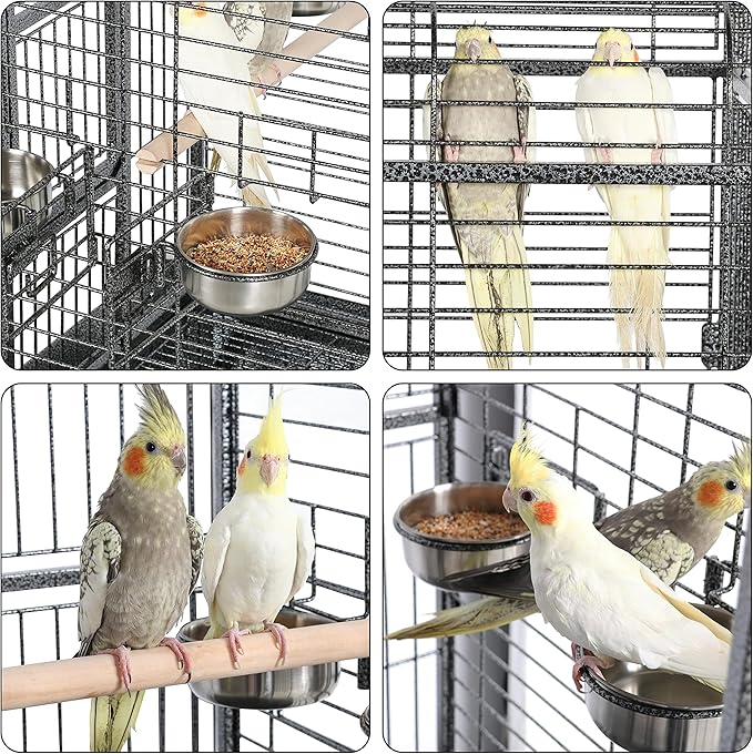 Yaheetech Extra Large Bird Cage 63'' Open Play Top Bird Cage for African Grey Parrots/Amazon Parrot/Caiques/Macaw with 360° Wheels