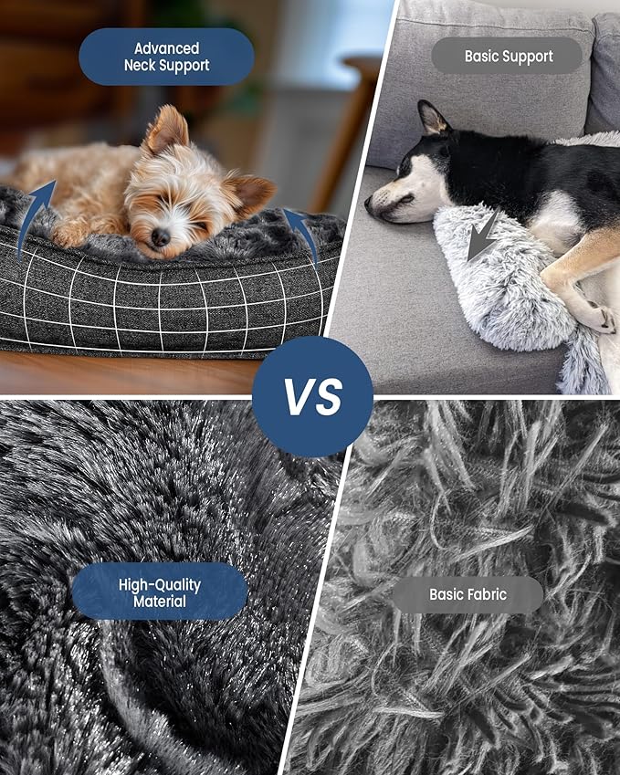Calming Medium Dog Bed for Couch, 35 x 31 inch Removable Couch Cover for Dogs Washable, Non-Slip Fluffy Plush Dog Sofa Mat for Furniture Protector - Dark Grey
