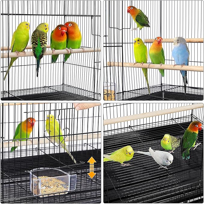 Yaheetech 47-inch Rolling Breeding Flight Bird Cages for Parakeets Budgies Finches Cockatiels Conures Lovebirds Canaries Parrots w/Detachable Stand, Black