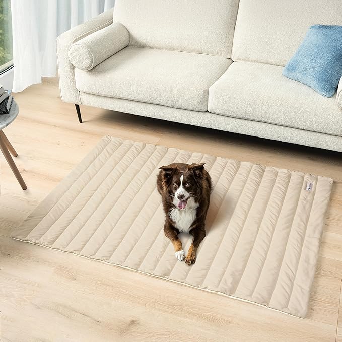 PetAmi Cooling Mat for Dog, Premium Pet Cooling Blanket for Crate Kennel, Indoor Cat Cool Sleeping Pad, Q-MAX Cold Sofa Couch Cover for Summer, Taupe/Beige, Medium (29x40)