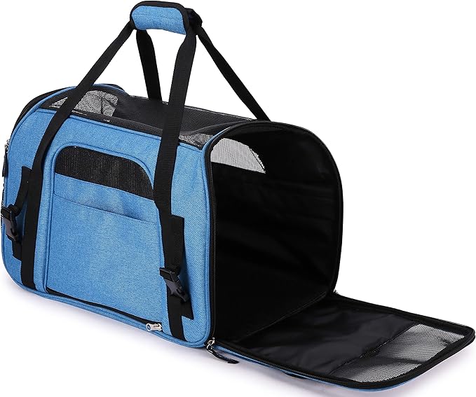 EliteField Soft Pet Carrier (3 Year Warranty, Airline Approved) Soft Sided Dog Puppy Cat Carrier Travel Bag (X-Large: 21" L x 12" W x 13" H, Sapphire Blue)
