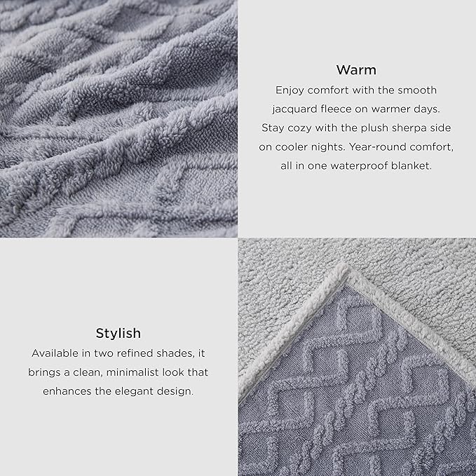 Bedsure Waterproof Dog Blankets for Large Dogs - Pet Blanket for Couch Protector Washable, Premium Jacquard Coral Fleece Cat Throw Blanket, Soft Plush Reversible Furniture Protection, 50"x60", Grey