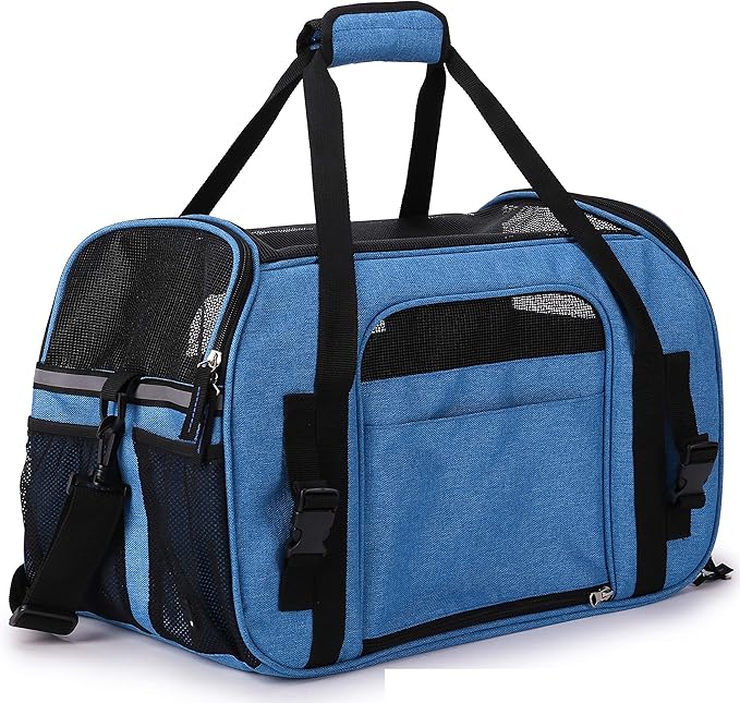 EliteField Soft Pet Carrier (3 Year Warranty, Airline Approved) Soft Sided Dog Puppy Cat Carrier Travel Bag (X-Large: 21" L x 12" W x 13" H, Sapphire Blue)