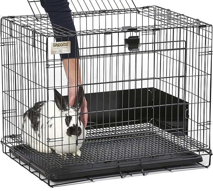 MidWest Homes for Pets Small Wabbitat Rabbit Cage, Grid Mesh Floor, Removable Tray, Top & Front Door Access, Rust Resistant Finish, No Tools Required