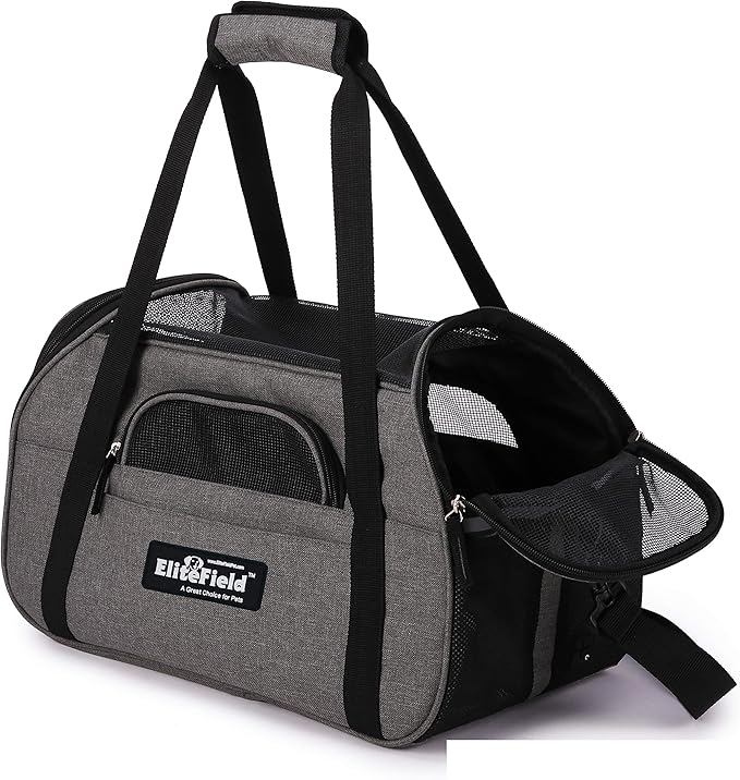 EliteField Soft Pet Carrier (3 Year Warranty, Airline Approved) Soft Sided Dog Puppy Cat Carrier Travel Bag (X-Large: 21" L x 12" W x 13" H, Charcoal Gray)