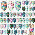 Weewooday 50 Pcs Hawaiian Dog Bandanas Bulk for Dogs Soft Bibs Adjustable Triangle Pet Bandana for Small Medium Large Costume(Hawaii Pattern, 31.5 x 21.7 X21.7 Inch)
