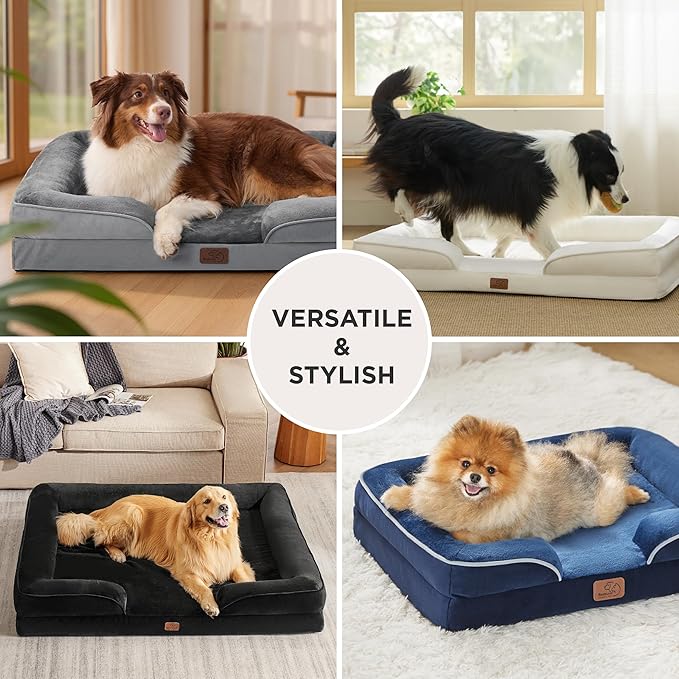 Bedsure Orthopedic Dog Beds Large Sized Dog - Washable Large Dog Cat Bed Waterproof, Comfort Dogs Couch Sofa with Washable Removable Cover, Pet Bed with Nonskid Bottom, Red, 35"