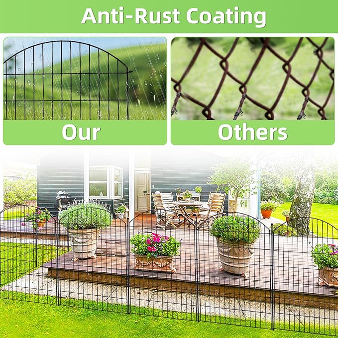 Decorative Garden Fence 40in (H) x12ft (L), 5 Pack No Dig Fence Animal Barrier for Dog, Arched Flower Bed Edging, Wire Border Panel Fencing for Yard Patio Outdoor Decor